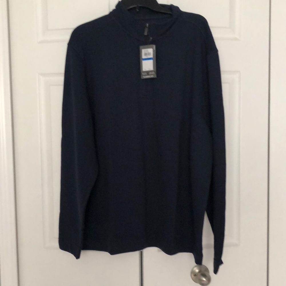 Van Heusen navy blue 1/4 zip long sleeve shirt